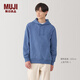 無印良品（MUJI）男式 粗細(xì)不均棉線緊密編織 連帽運(yùn)動(dòng)衫男士衛(wèi)衣男生AB1O6A5S 藍(lán)色 L (175/100A)
