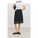LILY2025夏新款經(jīng)典法式復(fù)古波點職業(yè)通勤百搭休閑直筒裙半身裙女 510黑 S
