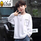 G.DUCKKIDS男童t恤長袖春秋款2025新款兒童純棉打底衫男孩大童衣服秋裝上衣 口袋簡筆畫 白色長T 160 cm