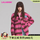 LALABOBO多巴胺格紋外套女秋季新款韓版寬松顯瘦加厚上衣LBDC-WSHW12 粉色厚款 M