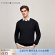 Tommy Hilfiger【純色V領(lǐng)】秋冬季男裝純棉商務(wù)休閑簡(jiǎn)約內搭打底衫針織衫毛衣