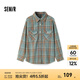 森馬（Semir）森柔牛仔|牛仔襯衫女中長(zhǎng)款純棉復(fù)古秋oversize長(zhǎng)袖襯衣街頭 藍(lán)黃色調(diào)00383 M