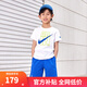 NIKE 3BRAND耐克男女童純棉短袖T恤+短褲2件套裝夏季新款兒童短袖套裝 奧海藍（1259） 160 /80 【建議身高158-170cm】