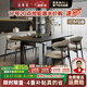 法蒂瑪現(xiàn)代簡(jiǎn)約巖板餐桌椅組合小戶型家用意式極簡(jiǎn)純白不銹鋼長(zhǎng)方形飯桌 1.4*0.8米 一桌4椅