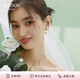 AJIDOU阿吉豆耳環(huán)女珍珠耳環(huán)珍珠吊墜花卉日耳墜專柜同款耳釘耳飾 金色+米白色 整高2.5cm