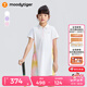 moodytiger女童連衣裙涼感速干25年夏季新品兒童裙子吸濕排汗短袖polo運動(dòng)裙 云朵白 140 cm
