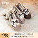 他她（TATA）冬季外穿毛毛鞋女加絨甜美軟底棉鞋豆豆鞋新DWBQ1DA3 啡色（仿毛里） 37