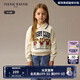 Teenie Weenie Kids小熊童裝24秋冬款女童甜美撞色翻領(lǐng)加絨衛(wèi)衣 象牙白 140cm