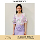 MAXRIENY【浪漫當(dāng)夏】夢(mèng)幻浪漫紫花卉套裝夏V領(lǐng)雪紡衫甜美上衣女 紫花 S 01