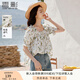 香影方領(lǐng)碎花上衣女2025夏裝新款純棉娃娃衫短袖寬松鎖骨綠色小衫 綠花 L 165/88A/110-125斤