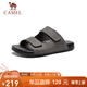 駱駝（CAMEL）磨砂牛皮舒適軟彈兩穿休閑戶外涼拖勃肯鞋男 G15M640019 灰色 42