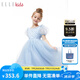 ELLE KIDS童裝 “在逃”公主裙女兒童春夏季新款網(wǎng)紗亮片連衣裙 淺藍(lán)色（無(wú)裙撐） 160 (S)