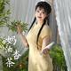 聽(tīng)月小筑【奶油杏茶】原創(chuàng  )女春夏顯瘦旗袍連衣裙漢元素國風(fēng)新中式 旗袍連衣裙 現貨 M