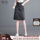 她池A字牛仔短裙2025春夏新款女裝時(shí)尚高腰活力開叉半身裙