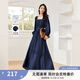 梵希蔓法式方領(lǐng)牛仔連衣裙女2024年秋季新款收腰顯瘦氣質(zhì)通勤裙子 M9059 深牛仔藍 XL