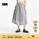 森馬（Semir）半身裙女抽繩防曬涼感寬松潮酷2025夏季新款質(zhì)感格子長裙鹽系 晨灰20154 M