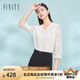 菲妮迪（FINITY）【新春】雪紡衫2025春季新款法式優(yōu)雅V領(lǐng)抽褶上衣女 白色 M