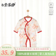 貝樂咿嬰兒衣服夏季薄款長袖連體衣純棉男女寶寶哈衣爬服新生兒空調(diào)服 5255大吉大利 59cm （建議1-3個月）