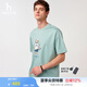 哈吉斯（HAZZYS）男女裝 夏季上衣【PHIZ】情侶款小狗印花寬松圓領(lǐng)短袖T恤 青綠色TG-男款 XL （180/100A 50）-男款