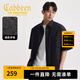 卡賓（CABBEEN）【字母印花】男裝格子短袖襯衫寬松休閑夏季半袖外套高級襯衣 煤黑色01 L /175/50