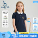 哈吉斯（HAZZYS）品牌童裝女童2025夏季新款輕薄彈力翻領短袖POLO衫 藏藍  165 