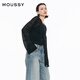 moussy 女裝新品簡(jiǎn)約淑女風(fēng)通勤薄款針織開(kāi)衫女028ISZ70-3051 020黑色 均碼