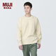無印良品（MUJI）男式 可水洗棱紋編織圓領(lǐng)毛衣 針織衫 AA0QEA4S 米白色 L (175/100A)