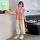 WVD女童夏裝2024新款短袖兩件套洋氣大童時髦衣服 粉紅色:8813飛袖套裝 120 cm:建議身高115cm左右