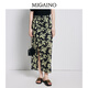 曼婭奴（MIGAINO）【商場(chǎng)同款】女裝高腰氣質(zhì)印花開(kāi)叉半身裙MP22EB016 黑底黃花 S