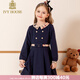 IVY HOUSE常春藤兒童裝女童連衣裙春季款  長(zhǎng)袖裙子洋氣簡(jiǎn)約氣質(zhì)英倫學(xué)院風(fēng) 深藍(lán) 140cm(140/64)