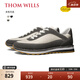 THOM WILLS阿甘鞋男真皮運動休閑鞋vibram鞋底復(fù)古跑鞋透氣小白鞋經(jīng)典板鞋 深灰米色G1153 (摔紋牛皮+牛反絨) 43 /8.5碼