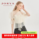 卓雅周末（JORYA weekend）2024夏季新款浪漫蝴蝶結(jié)系帶皺褶泡泡袖女雪紡衫EJWDBQ01 香檳色 S