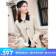 百圖betu女裝冬新款毛呢外套撞色翻領(lǐng)羊毛雙面呢大衣女2310T15 淺杏 L