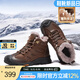 駱駝（CAMEL）冬季新款羊毛加絨厚底磨砂牛皮保暖城市戶外徒步鞋男靴 G13W307076 暗棕 43