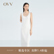 OVV2023春夏新款女裝H型修身包臀無袖方領(lǐng)休閑舒適針織裙 本白（凈色）10 L