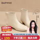 達(dá)芙妮（DAPHNE）高跟短靴女2024春秋新款裸色時(shí)裝切爾西靴法式百搭馬丁靴女靴子女 米白色 跟高3.0cm 39 標(biāo)準(zhǔn)尺碼