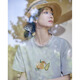 可然樸簡(jiǎn)【煦淺】310g重磅精梳長(cháng)絨純棉印花短袖T恤女裝上衣夏季新款 蒼灰藍 L