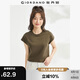 佐丹奴t恤衫女夏季純棉純色氣質(zhì)小高領(lǐng)連片短袖t恤女13323309