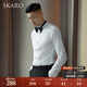 SKARO【明星同款】塔士多禮服長袖襯衫男士結(jié)婚宴會(huì)法式翼領(lǐng)襯衣 白色SKE851（袖扣需另行購買） 41