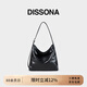DISSONA迪桑娜女包2024新款單肩包時(shí)尚斜挎包真皮腋下包通勤大容量hobo包 黑色