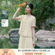 香影苧麻襯衫女短袖2025夏季新款圓領(lǐng)黃色襯衣萊賽爾天絲上衣小衫 米黃 M 160/84A/95-110斤