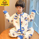 G.DUCKKIDS奧特曼睡袋三層夾棉兒童連體睡衣純棉寶寶嬰幼兒保暖衣男童秋冬款 藍(lán)色奧特曼 120碼【身高110-120CM】