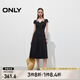 ONLY2025春季新款收腰純色傘裙短袖長裙牛仔連衣裙女|125142023 J19 黑牛仔 S