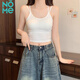 NOME美背雙肩帶純棉短款吊帶背心修身露臍女內搭外穿 白色 L 