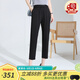金菊2025春夏季新款桑蠶絲小腳褲松緊腰純色彈力緞百搭女式休閑褲 黑色 L