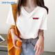 真維斯（JEANSWEST）純棉白色t恤女短袖寬松v領(lǐng)正肩夏2025打底簡約體恤雞心領(lǐng)內(nèi)搭上衣