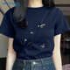 真維斯（JEANSWEST）美式正肩t恤女短袖夏季2025新款黑色純棉寬松外穿半袖小眾上衣潮
