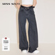 MISS SIXTY【環(huán)保丹寧】進(jìn)口牛仔面料 牛仔褲女復(fù)古黑灰色高腰顯瘦直筒褲 黑灰 23