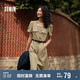 森馬連衣裙女小方領開叉長裙夏法式優(yōu)雅格調(diào)工裝裙101324114048