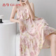 古今（GUJIN）夏季25新品涼感棉綢睡裙睡衣女沙灘裙度假可外穿家居服吊帶長(cháng)裙
